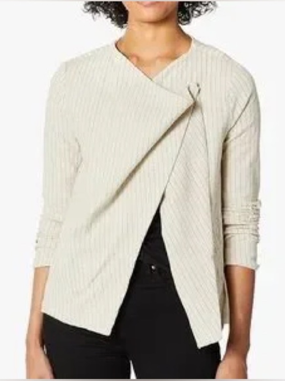 NWT BlankNYC Linen Blend Cream Striped Moto Jacket S